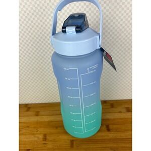 Greenbrier International 64oz Motivational Water Bottle Blue Teal Gradient New